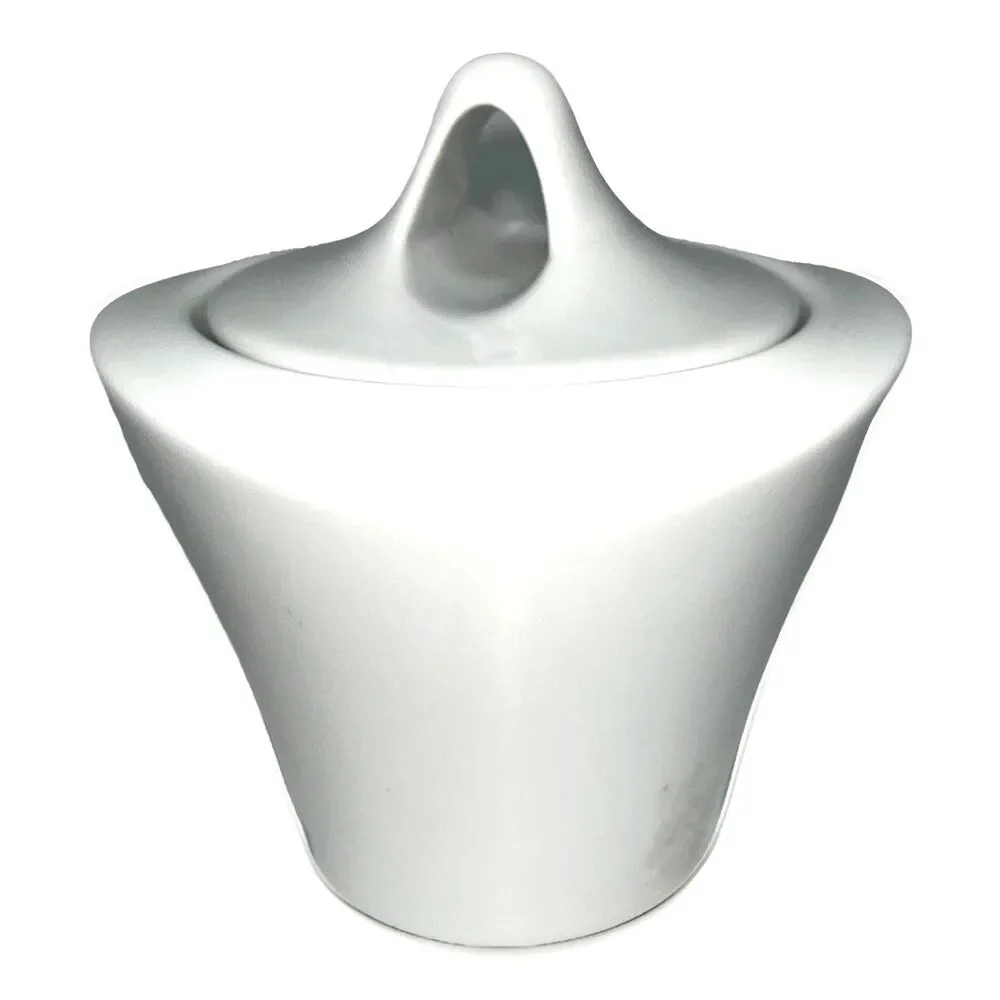 Crate & Barrel Lidded Ceramic Sugar Bowl White Blue Floral Farmhouse Decorative